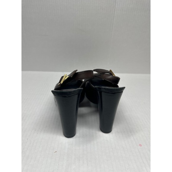 Tory Burch High Heel Dress Sandal Peep Toe Slingback Brown Pump Heel Size 8 - Picture 5 of 7